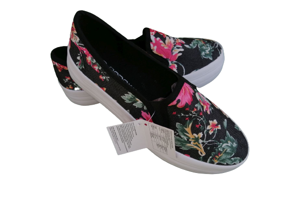 WSUWKI tenisówki CZARNE kwiaty gruby spód BADOXX rozmiary 31-35