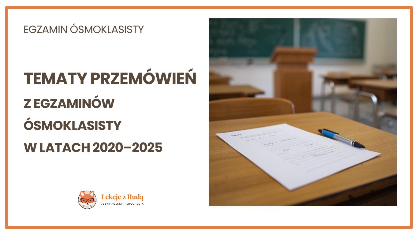 Tematy przemówień  z egzaminów ósmoklasisty w latach 2020-2025