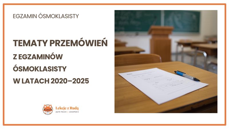 Tematy przemówień  z egzaminów ósmoklasisty w latach 2020-2025
