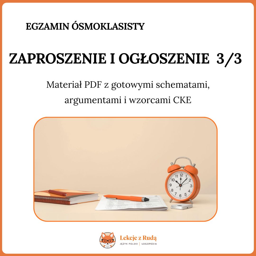 Zaproszenie i ogłoszenie E8 - 3/3 punkty bez stresu