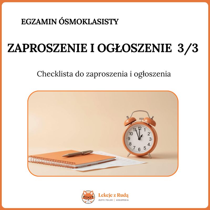 Checklistа do zaproszenia i ogłoszenia E8