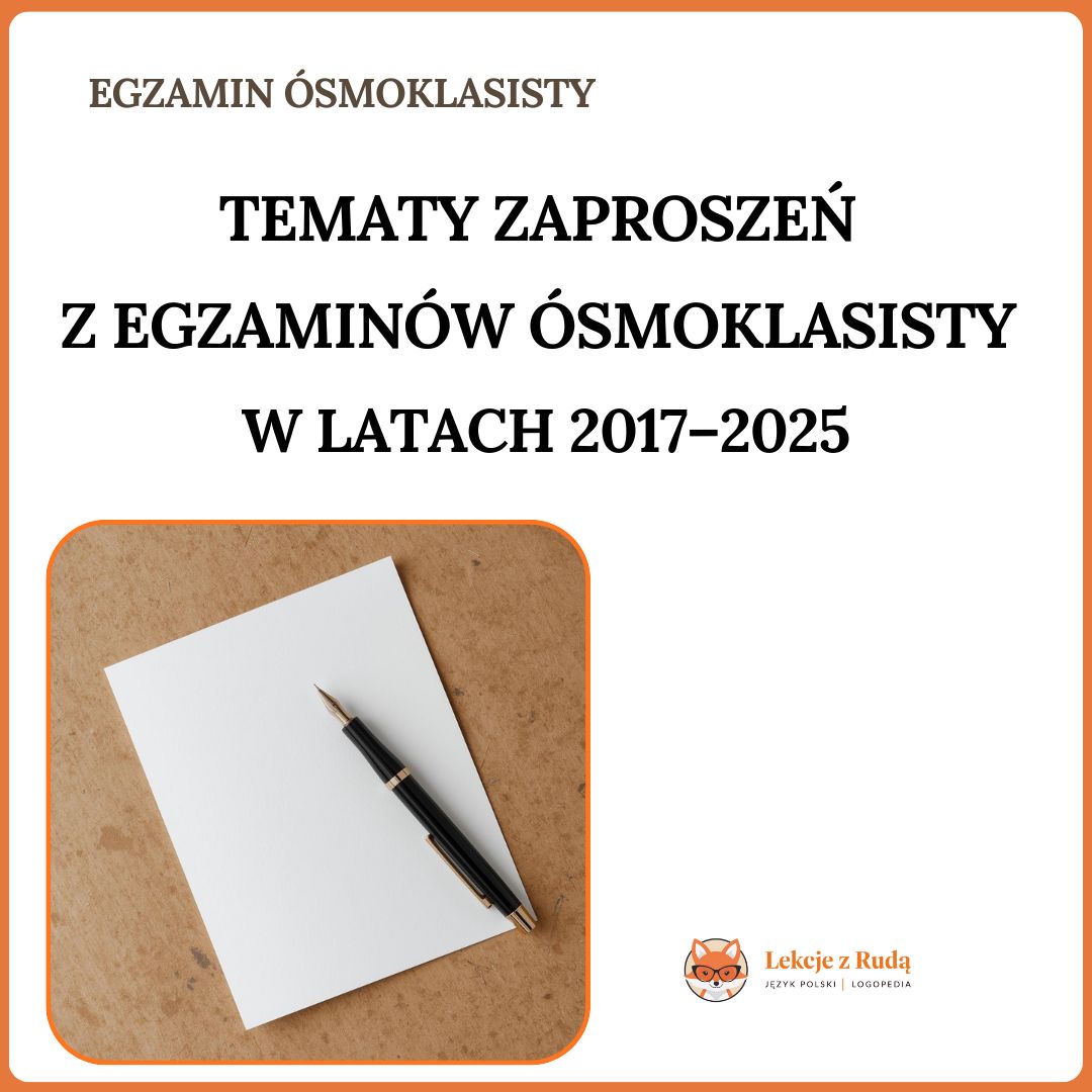 Tematy zaproszeń z egzaminów ósmoklasisty w latach 2017-2025