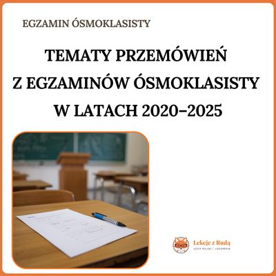 Tematy przemówień  z egzaminów ósmoklasisty w latach 2020-2025