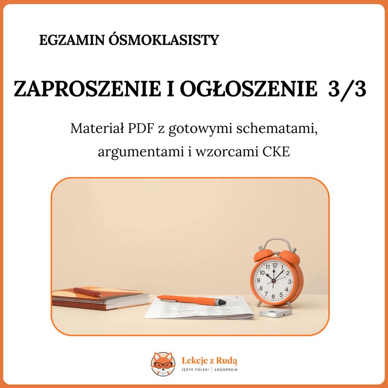 Zaproszenie i ogłoszenie E8 - 3/3 punkty bez stresu