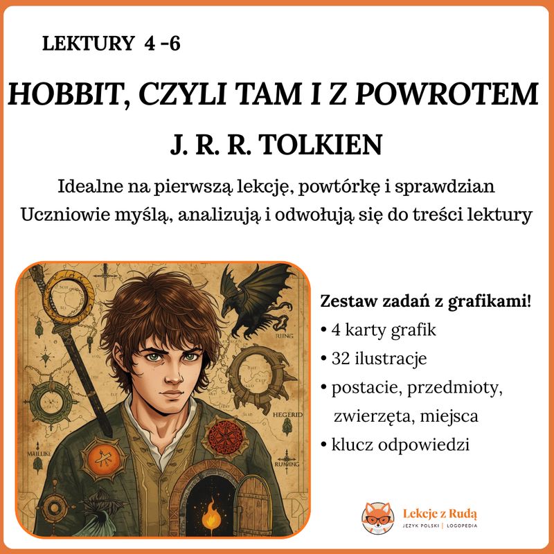 ​Hobbit - zestaw zadań z grafikami do lektury