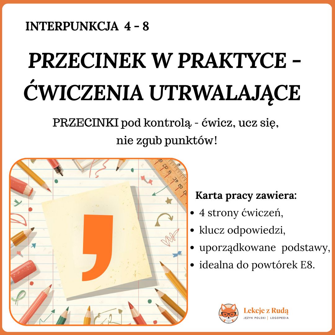 Przecinek w praktyce - ćwiczenia utrwalające