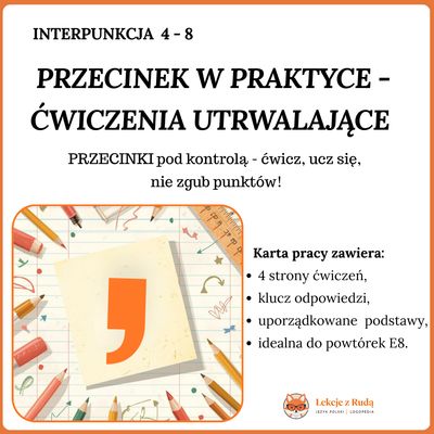 Przecinek w praktyce - ćwiczenia utrwalające