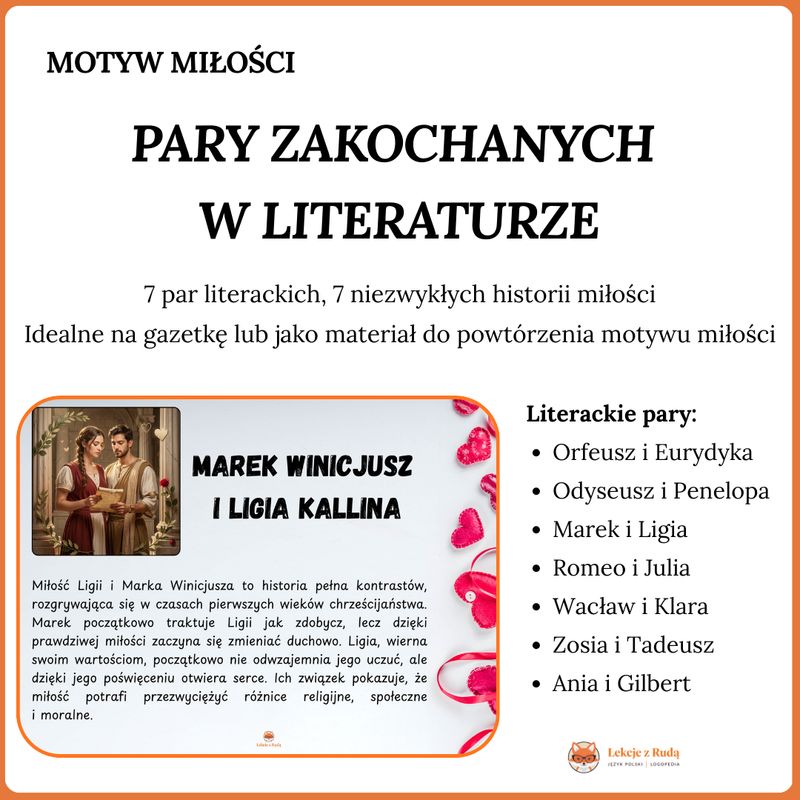 PARY ZAKOCHANYCH W LITERATURZE - materiał gotowy do druku