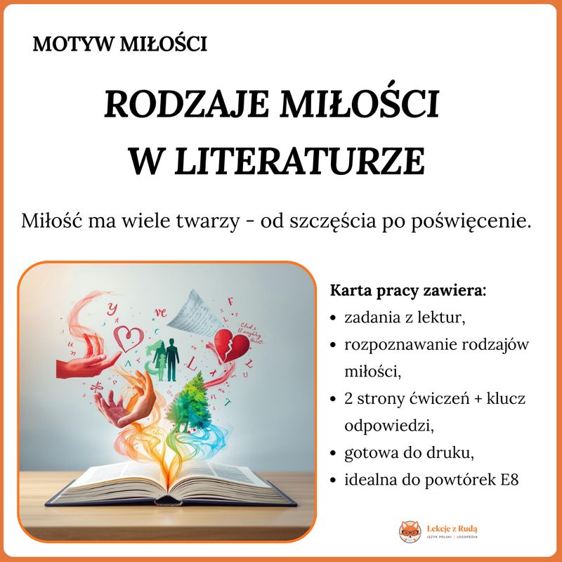 Rodzaje miłości w literaturze - karta pracy