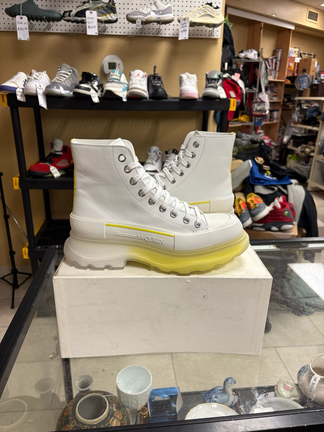 Alexander McQueen White &amp; Yellow High top Boot