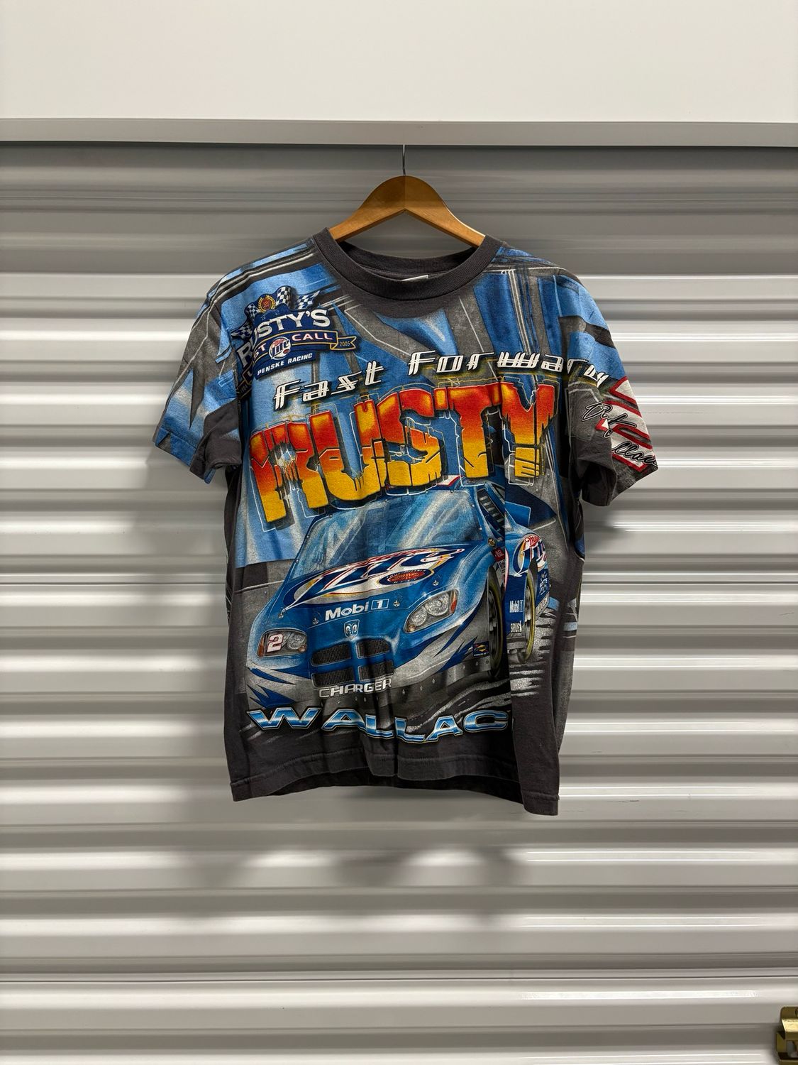 Vintage Y2K Crazy Rare Rusty Wallace AOP Nascar T Shirt