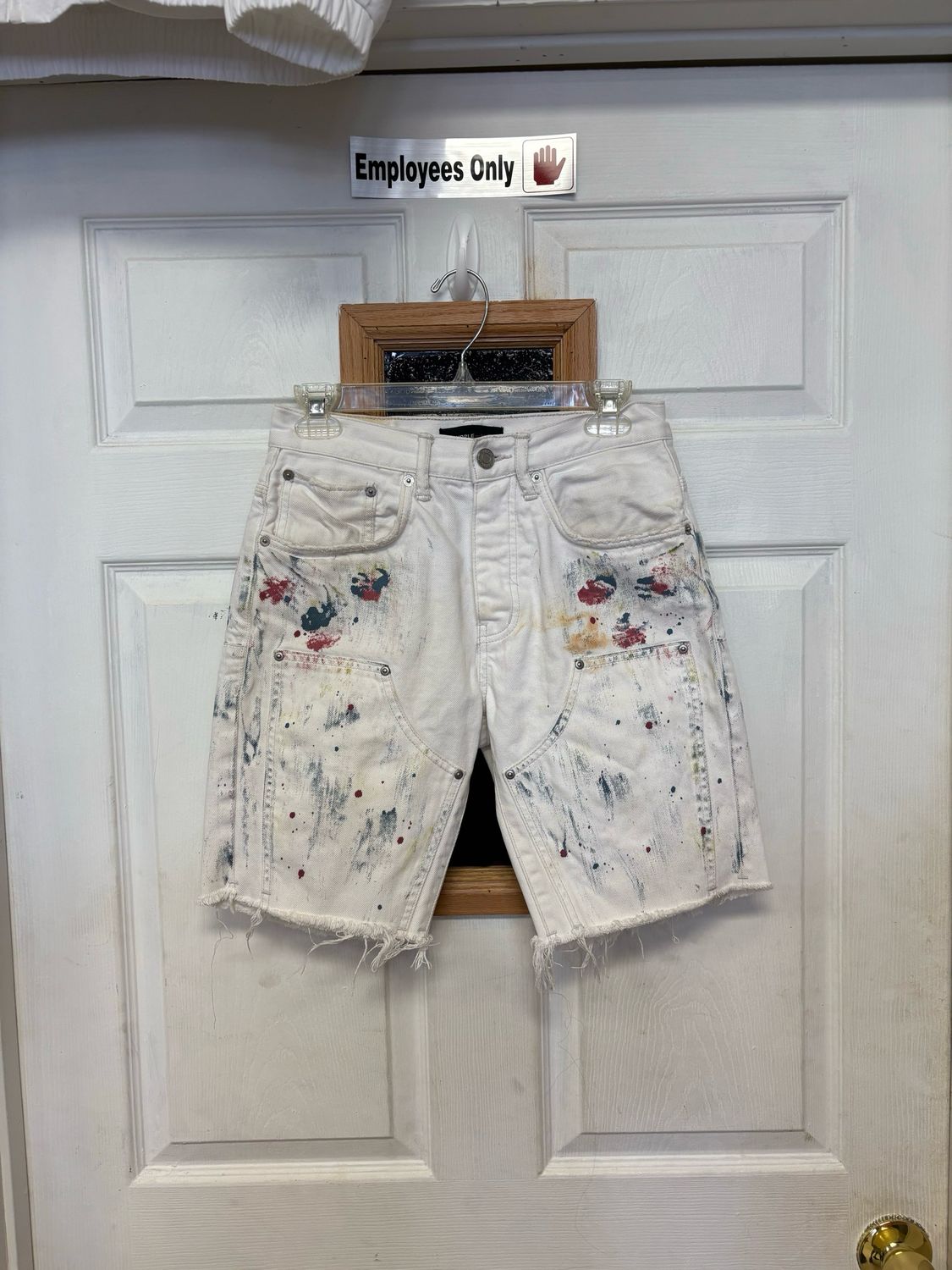 Purple Brand Carpenter Paint Double Knee Shorts