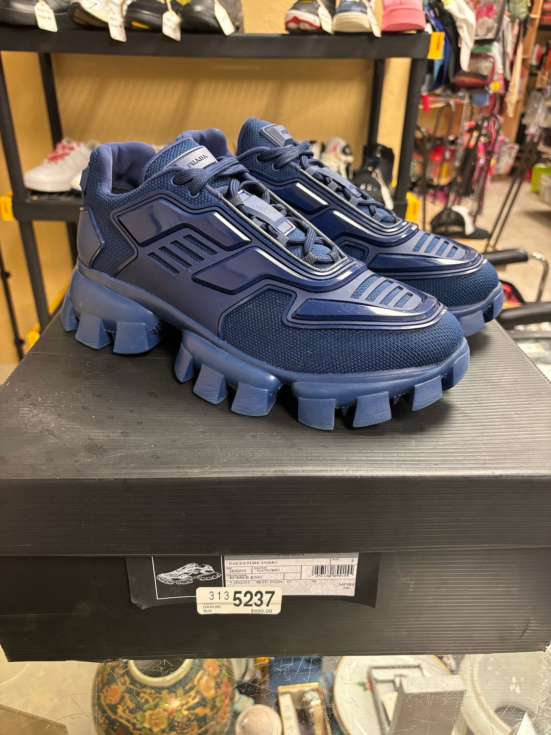 Prada Cloudbust Thunder Sneakers Blue Rubber Knit