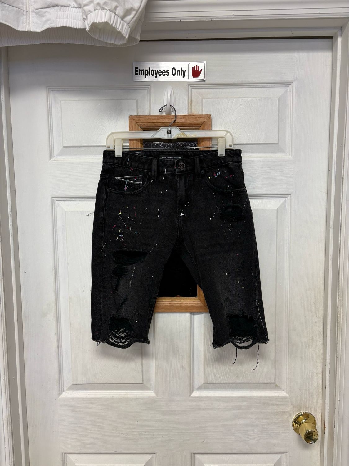 Cult Of Individuality Black Paint Jean Shorts