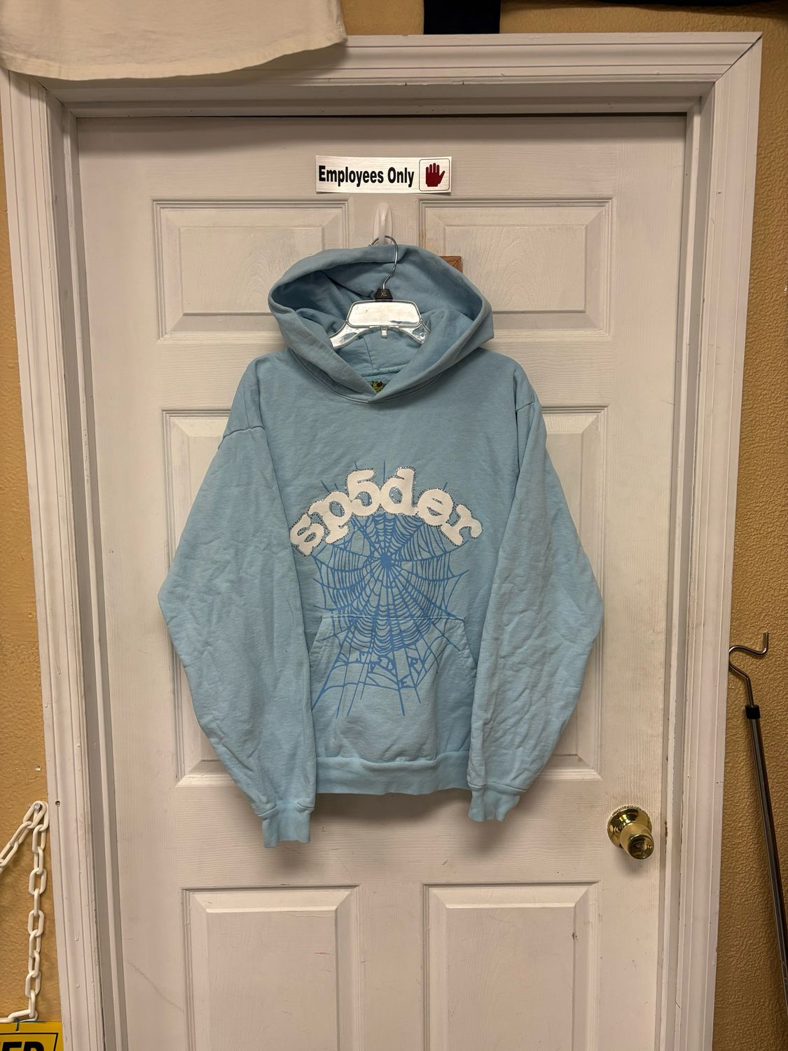 ​Sp5der Worldwide x Young Thug Sp5der Sky Blue Hoodie rhinestones