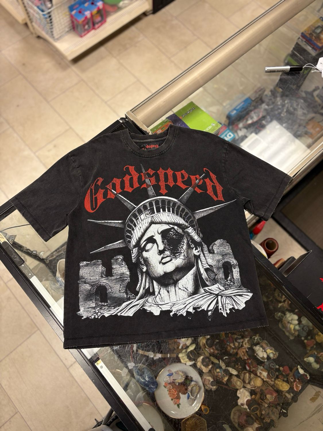 🔥 Godspeed Mainline Graphic Tee – Statue of Liberty Distressed Art 🔥 Size Small