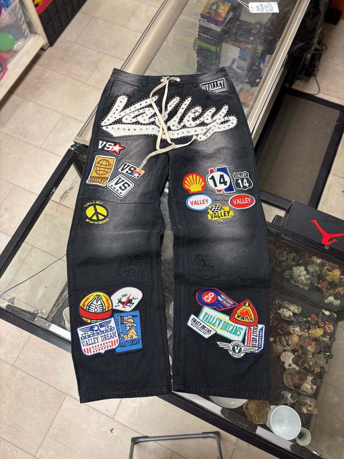 🔥 Vale Sports Division Patchwork Baggy Double Knee Pants 🖤 Streetwear Grails 👖✨ Size 30