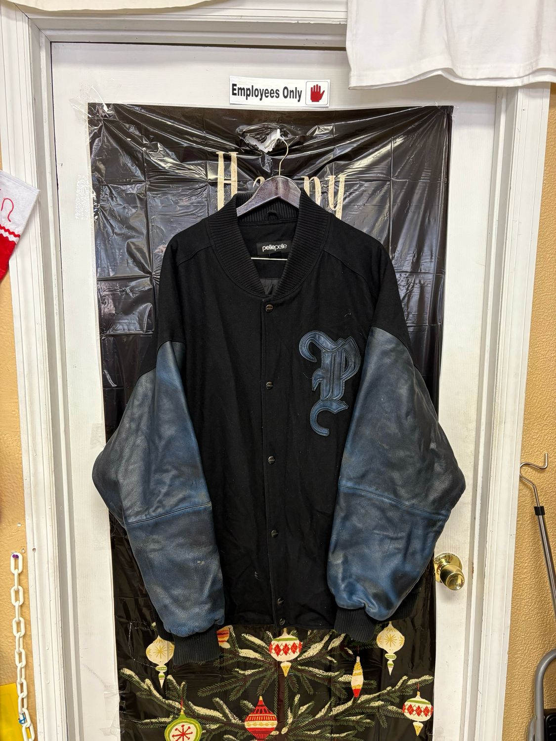 Pelle Pelle Men's Black and Blue Jacket Size 5XL