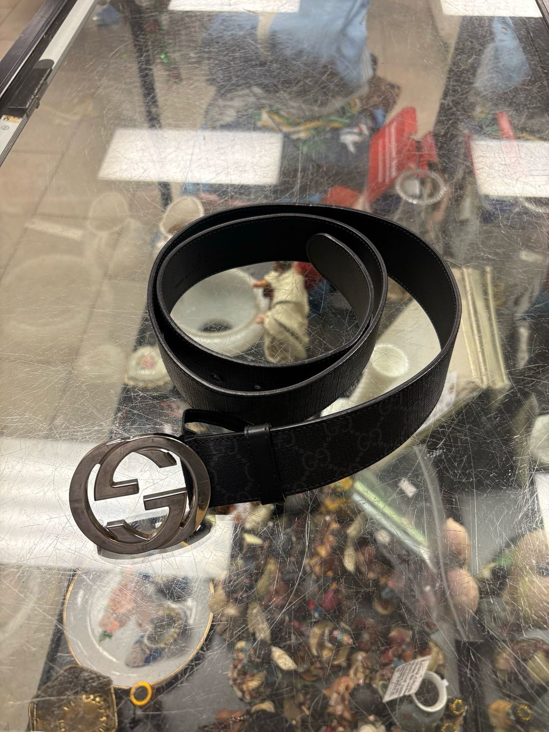 🔥 Gucci GG Supreme Black Belt – Silver Interlocking Monogram GG Buckle 🔥