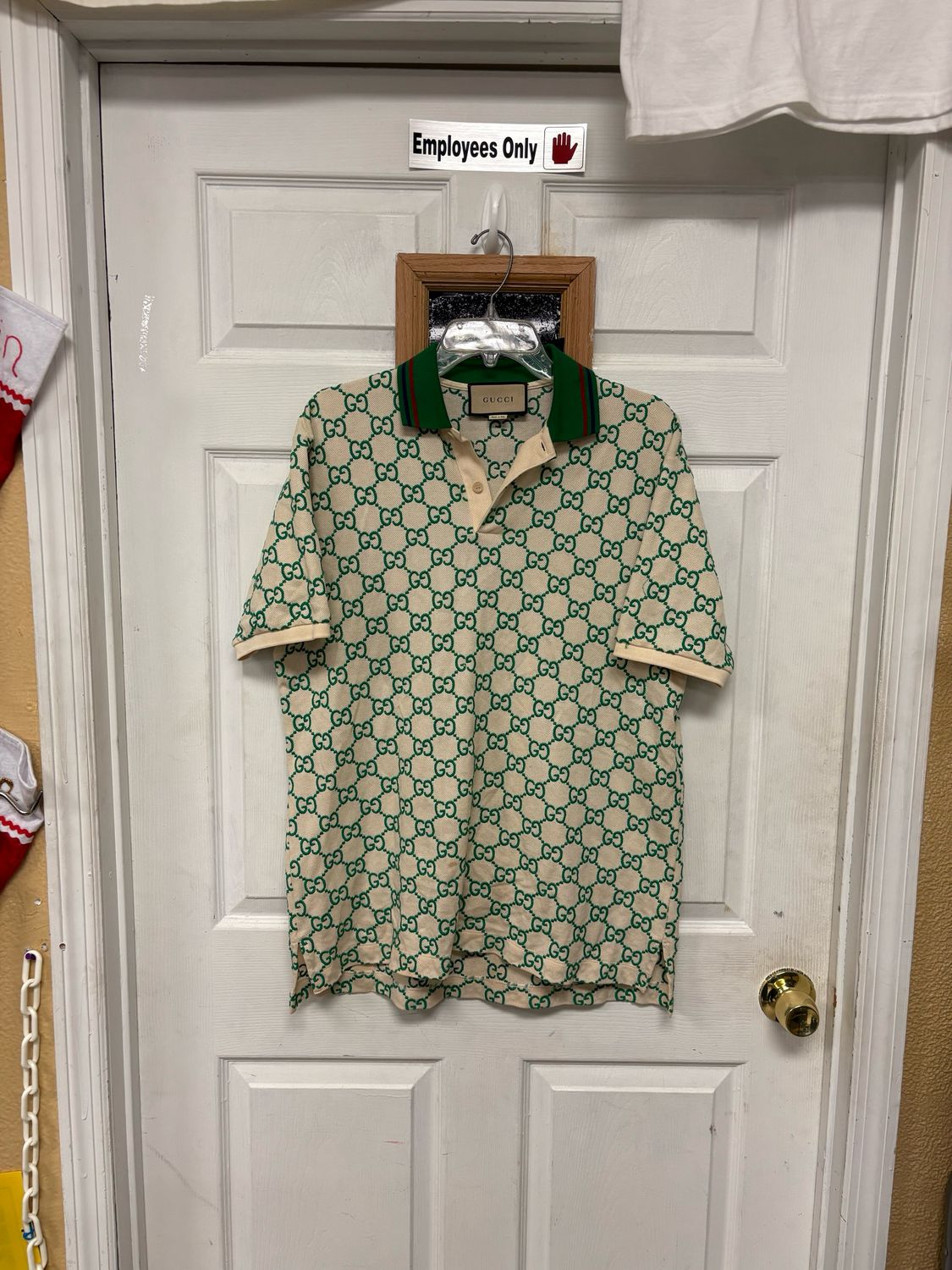 💚✨ GUCCI GG Monogram Polo Shirt | Green Logo All Over | Men Size Large   ✨💚
