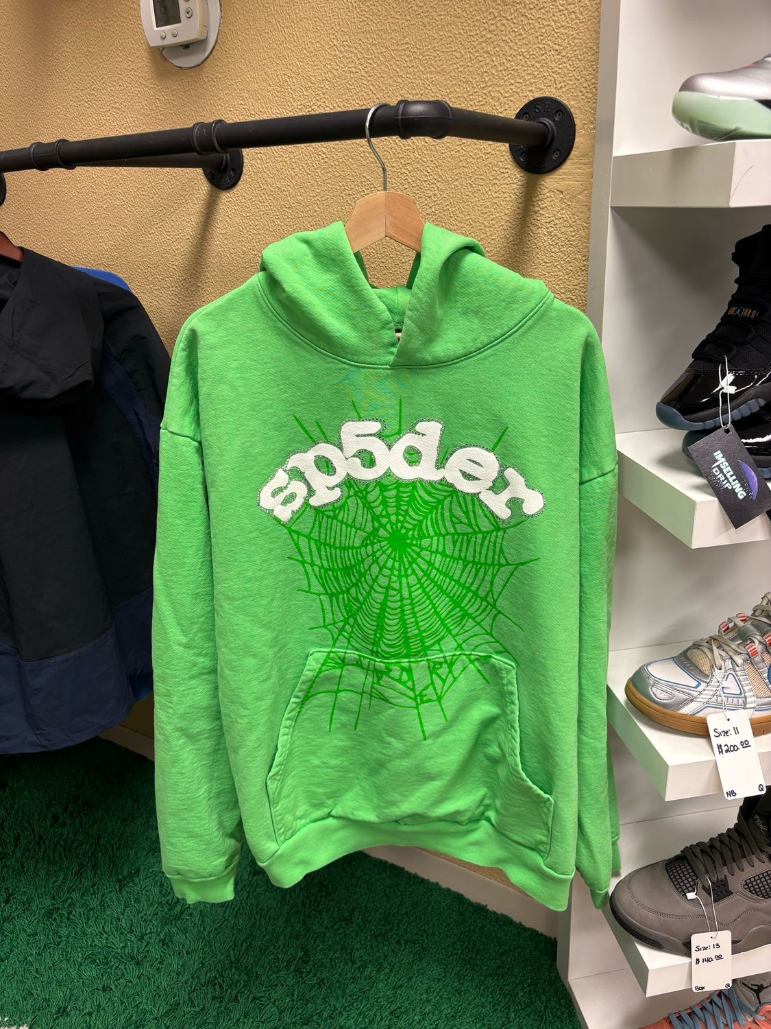 Sp5der Web Hoodie Slime Green Size XL