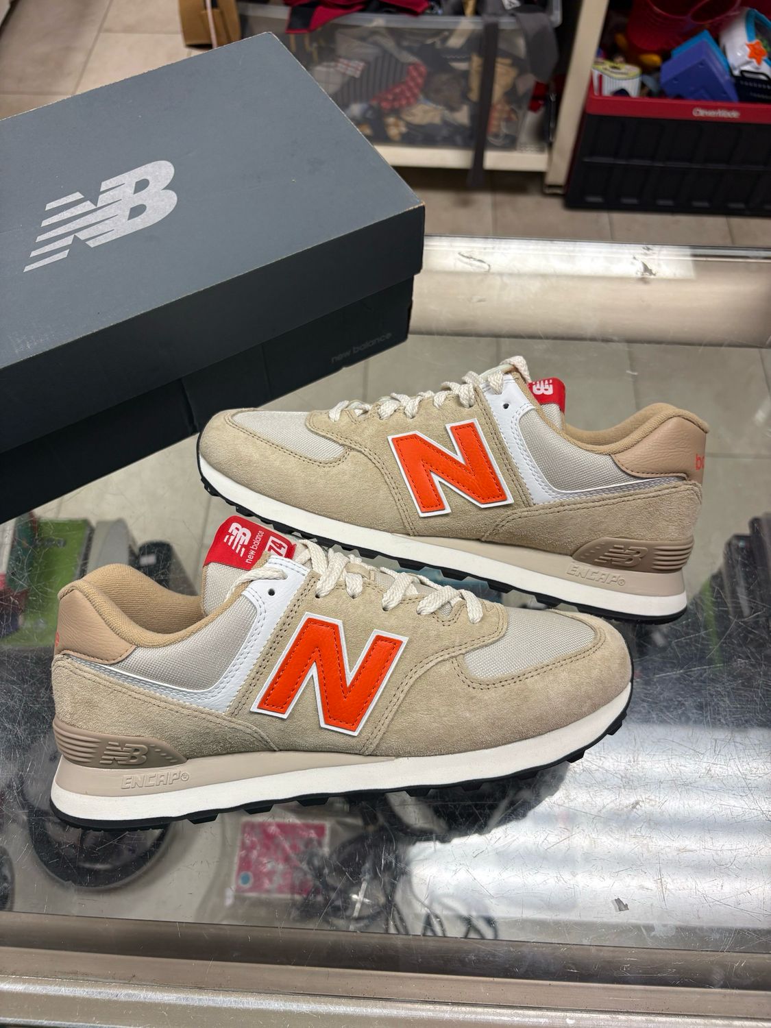 New Balance 574 Bone Orange Size 9.5 New