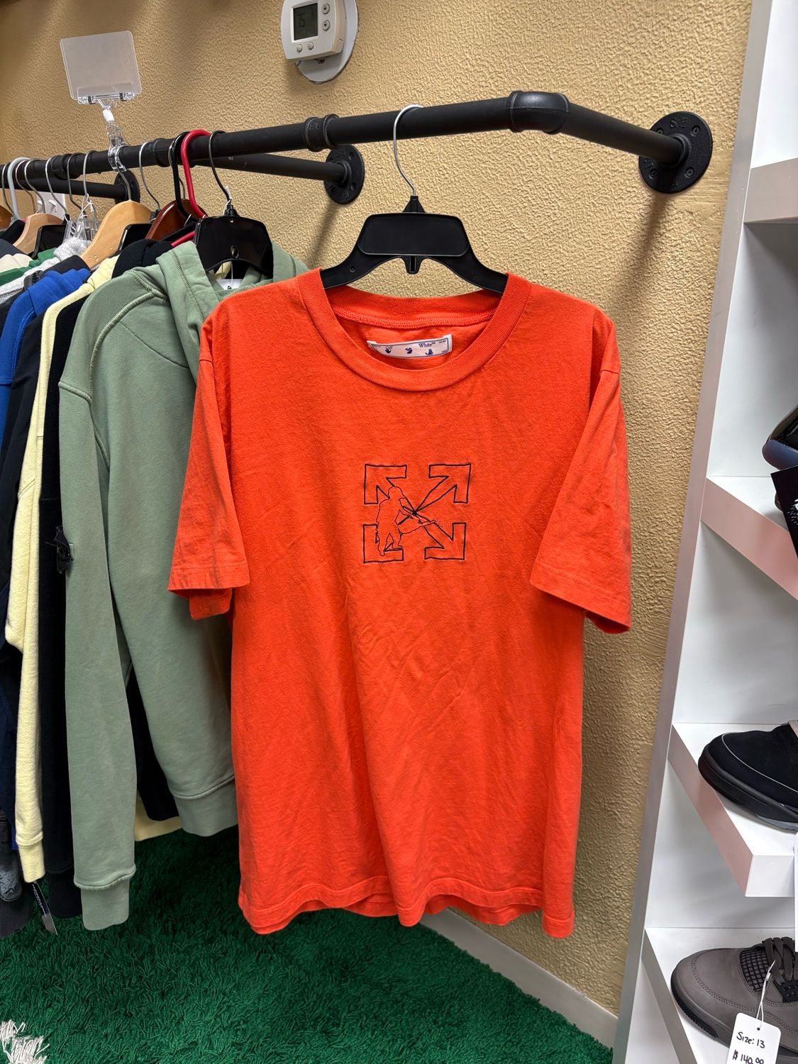 Off White Chainsaw Orange T Shirt Size 2XL