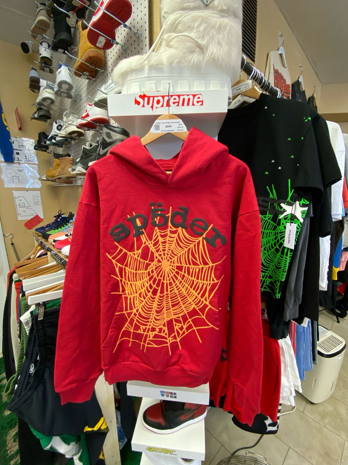 Sp5der Red Orange Web Hoodie