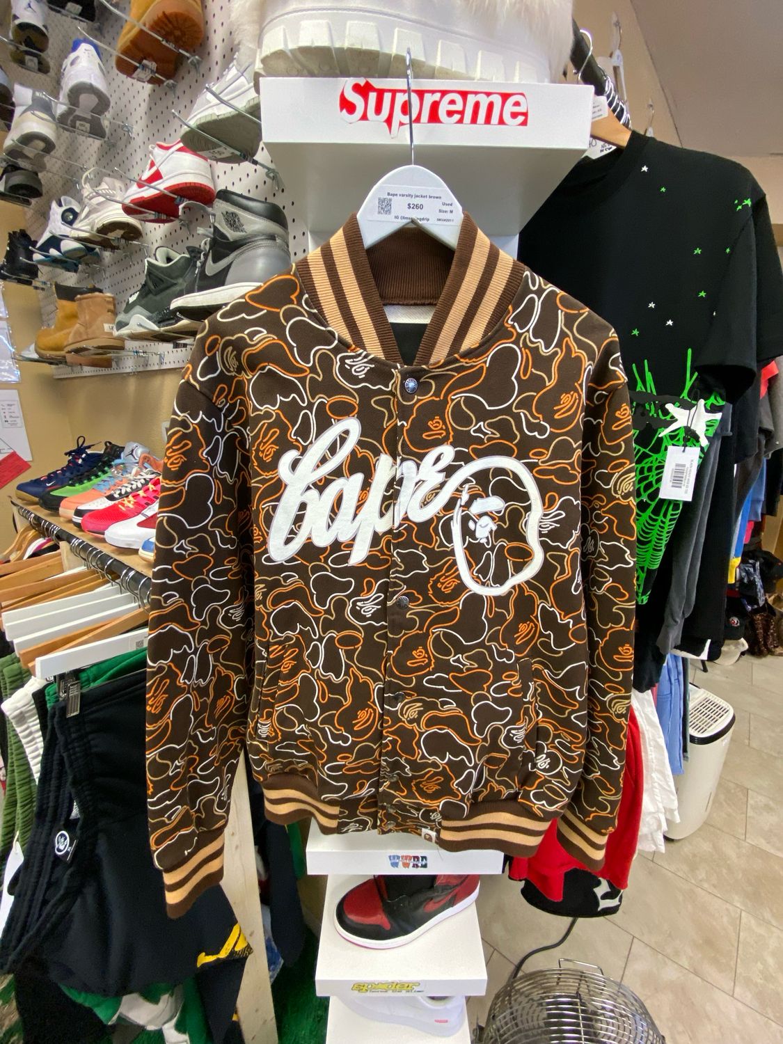 Bape Varsity Jacket Brown Size M