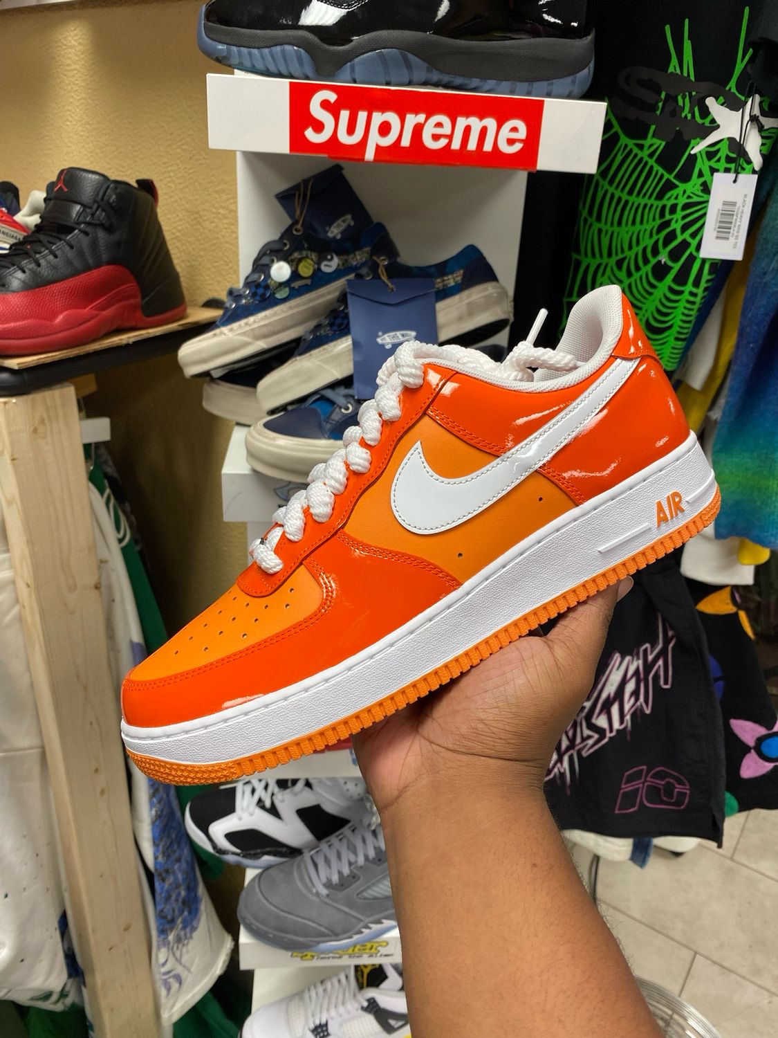 Nike Air Force 1 orange white patent Size 11.5 Brand New With Box