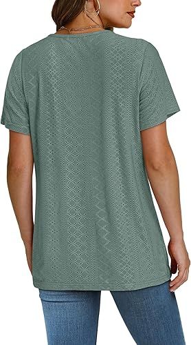 Textured V-Neck Short Sleeve Blouse – Sage Green