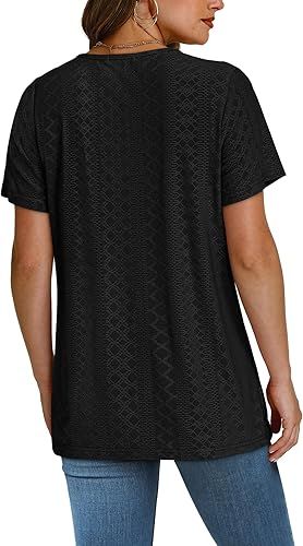 Textured V-Neck Short Sleeve Top – Classic Black