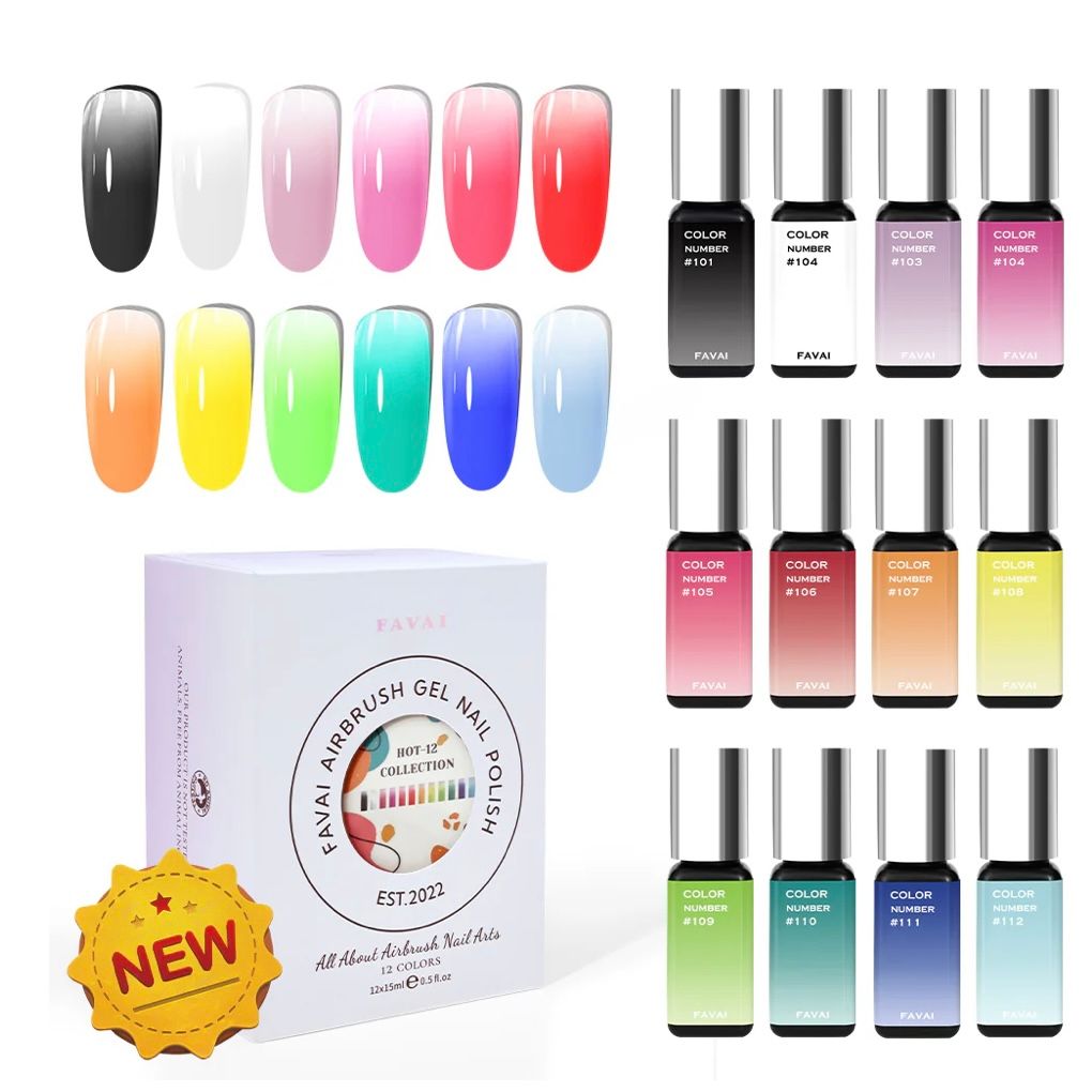 FAVAI ENCRE AIRBRUSH NAIL POLISH - HOT SIGNATURE 12 COLORS 12*15ML