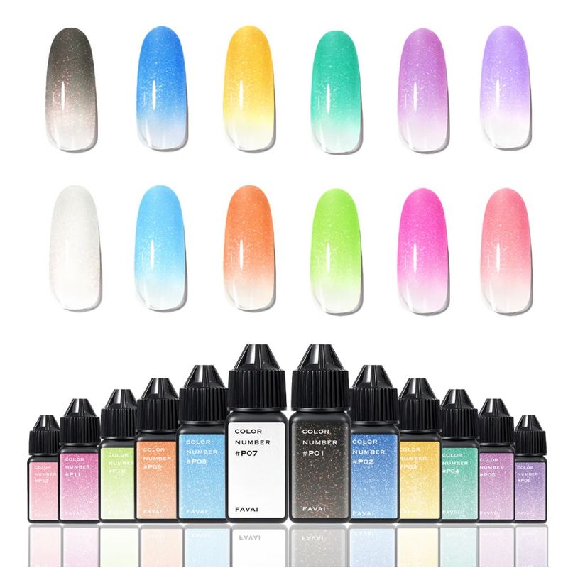 FAVAI ENCRE AIRBRUSH NAIL POLISH - PEARL COLLECTION PAILLETTES 12 COLORS 12*15ML