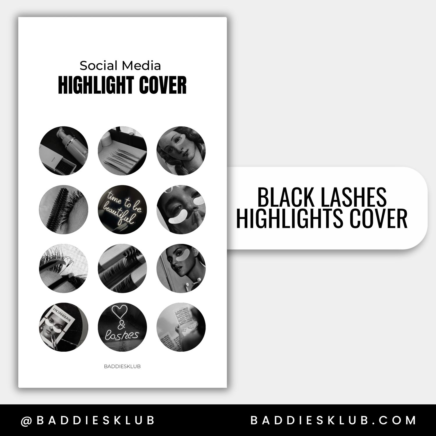 B&amp;W LASHES - PACK 12 HIGHLIGHTS COVER INSTAGRAM - SOCIAL MEDIA