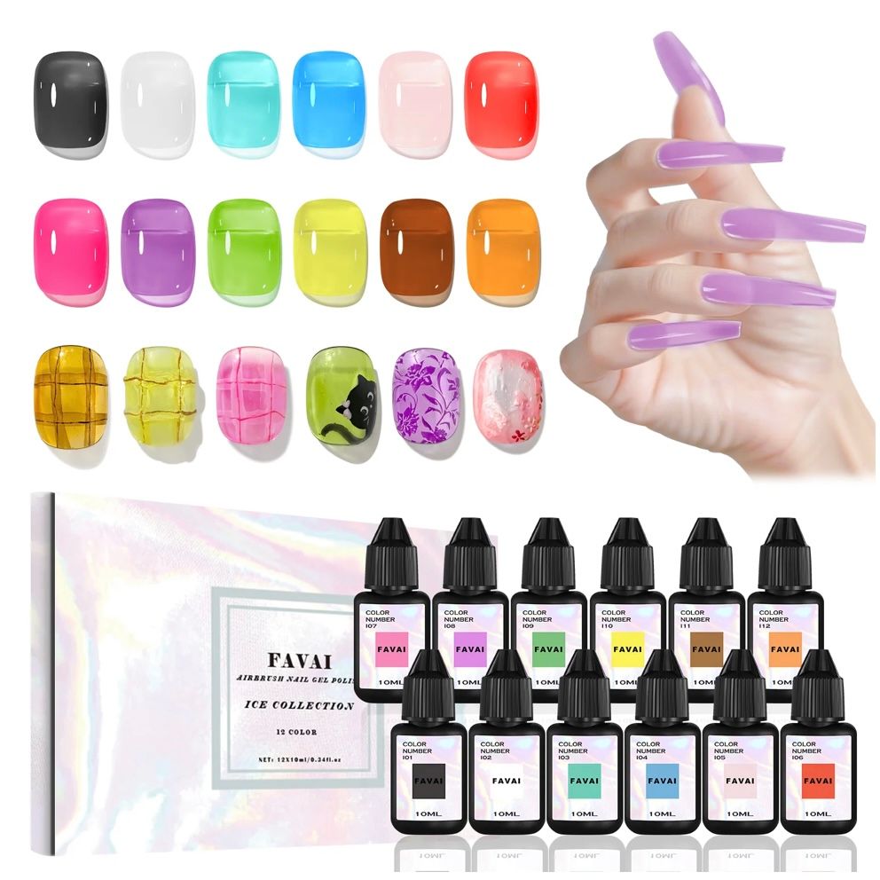FAVAI ENCRE AIRBRUSH NAIL POLISH - ICE COLLECTION 12 COLORS 12*10ML