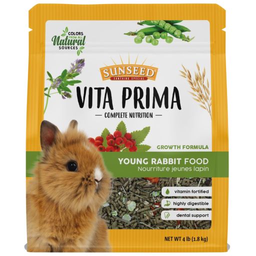 Sunseed Vita Prima Young Rabbit Food - Complete Nutrition - Premium Fortified Blend with Timothy Hay  4 lb