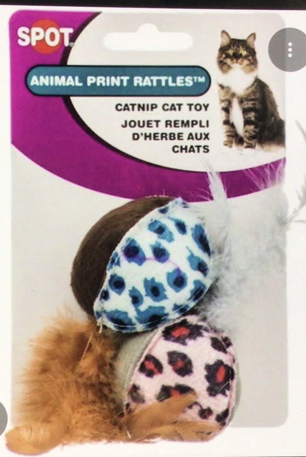ANIMAL PRINT RATTLE W/CATNIP