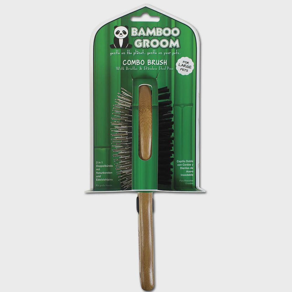 BAMBOO GROOM BRSH W/ BRISTLES &amp; SS PINS LGBG COMBO LG PAW 12/cs
