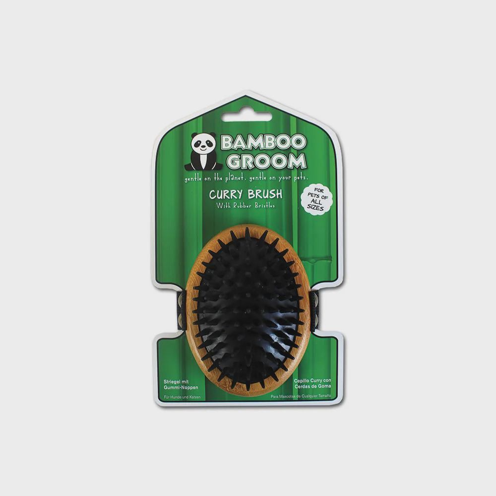BAMBOO GROOM CURRY BRUSH W/ RBBR BRST BG CURRY OS PAW 12/cs