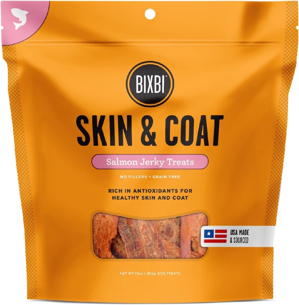 BIXBI DOG SKIN COAT JERKY SALMON