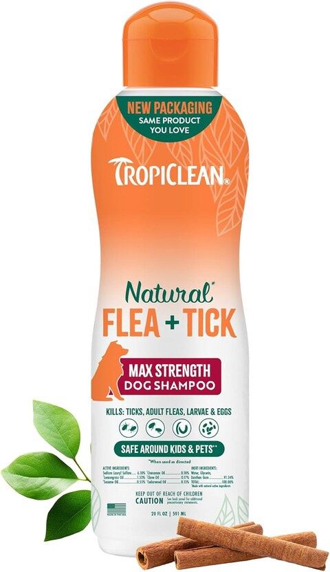 NATURAL FLEA &amp; TICK SHAMPOO 20oz MAX STRENGTH FTMXSH20Z TROPI 12/cs