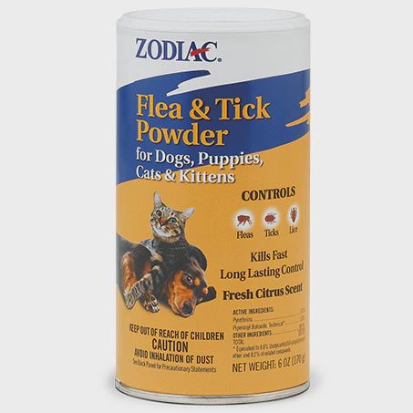 ZODIAC FLEA &amp; TICK POWDER 6 oz K9/CAT 100539608 CLS 12/cs
