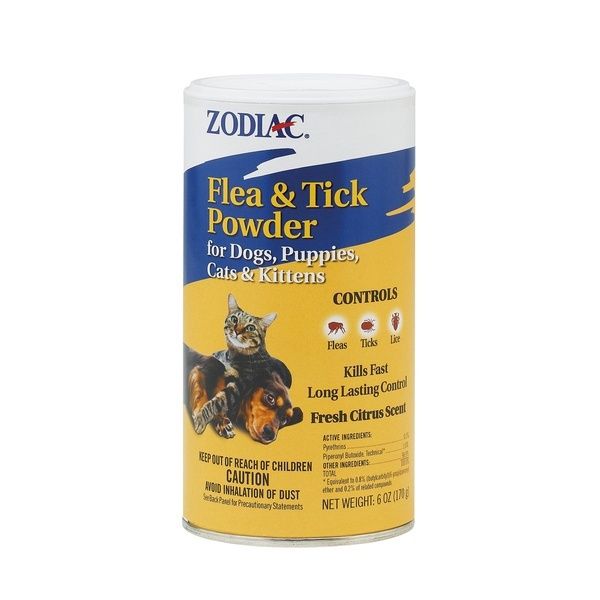 ZODIAC FLEA &amp; TICK POWDER 6oz K9/CAT 100539608 CLS 12/cs