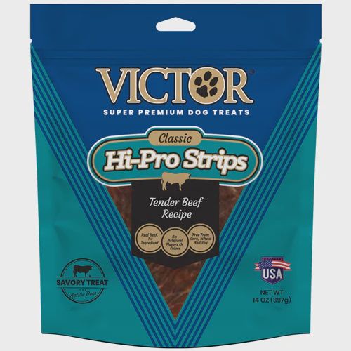 VICTOR HI PRO BEEF STRIPS TREAT, 14OZ 6=CS