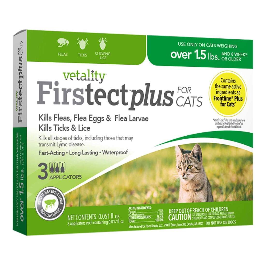 VETALITY FIRSTECT PLUS CATS OVER 1.5lbs 3 ds 25011 TEVRA 12/cs