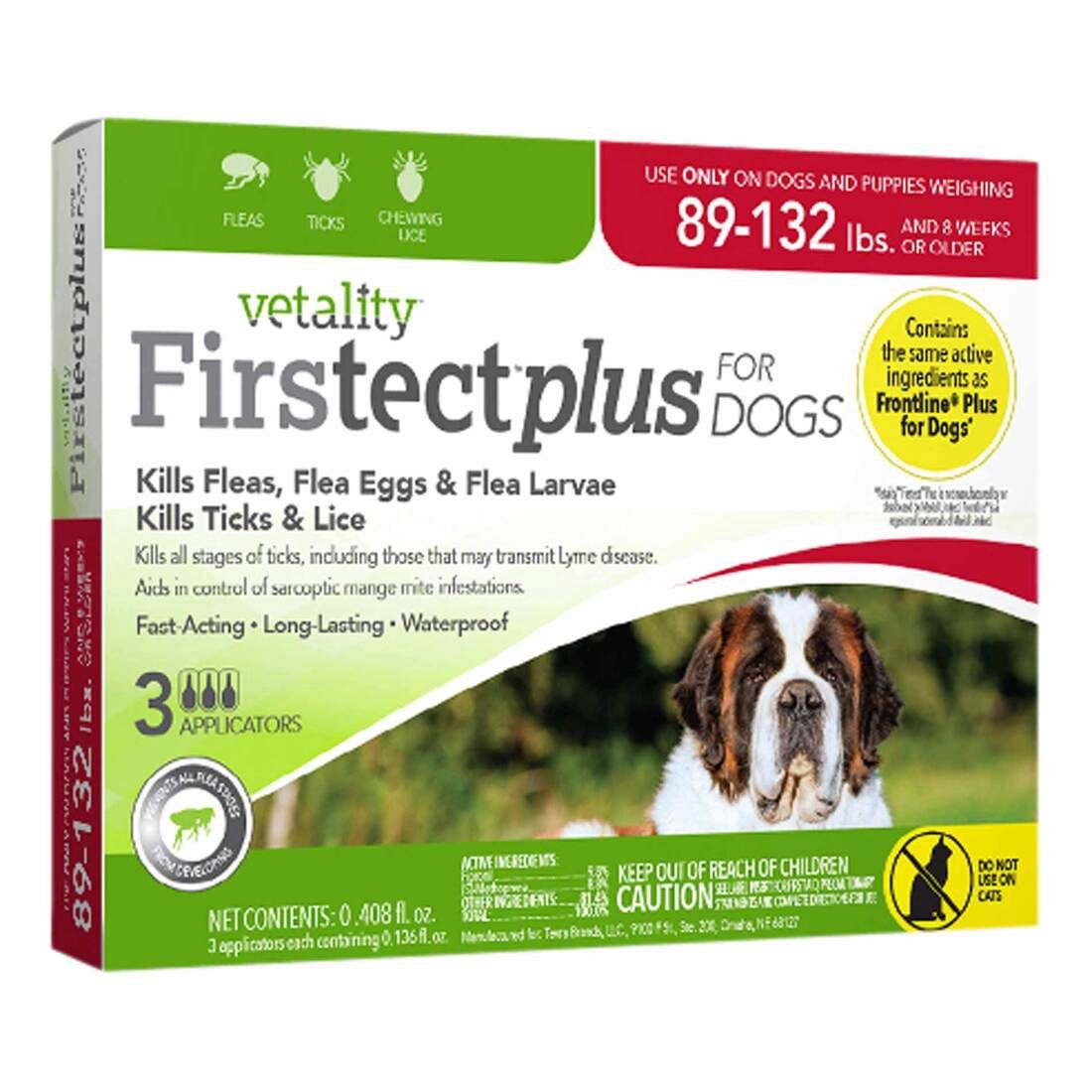 VETALITY FIRSTECT PLUS FOR DOGS 89-132lbs 3 ds 25015 TEVRA 12/cs