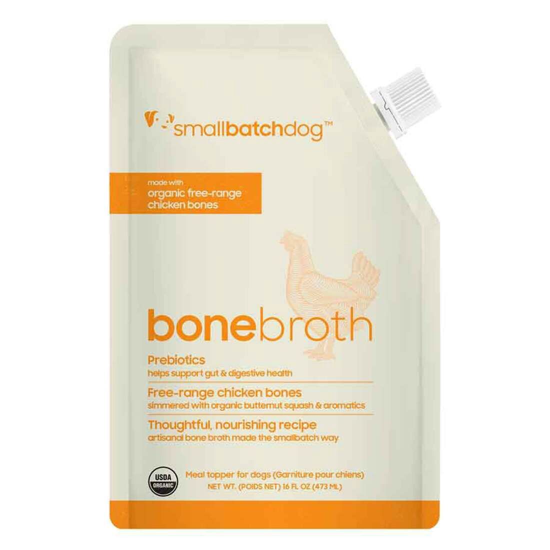 SMALLBATCH DOG CAT BONE BROTH CHICKEN ORGANIC POUCH