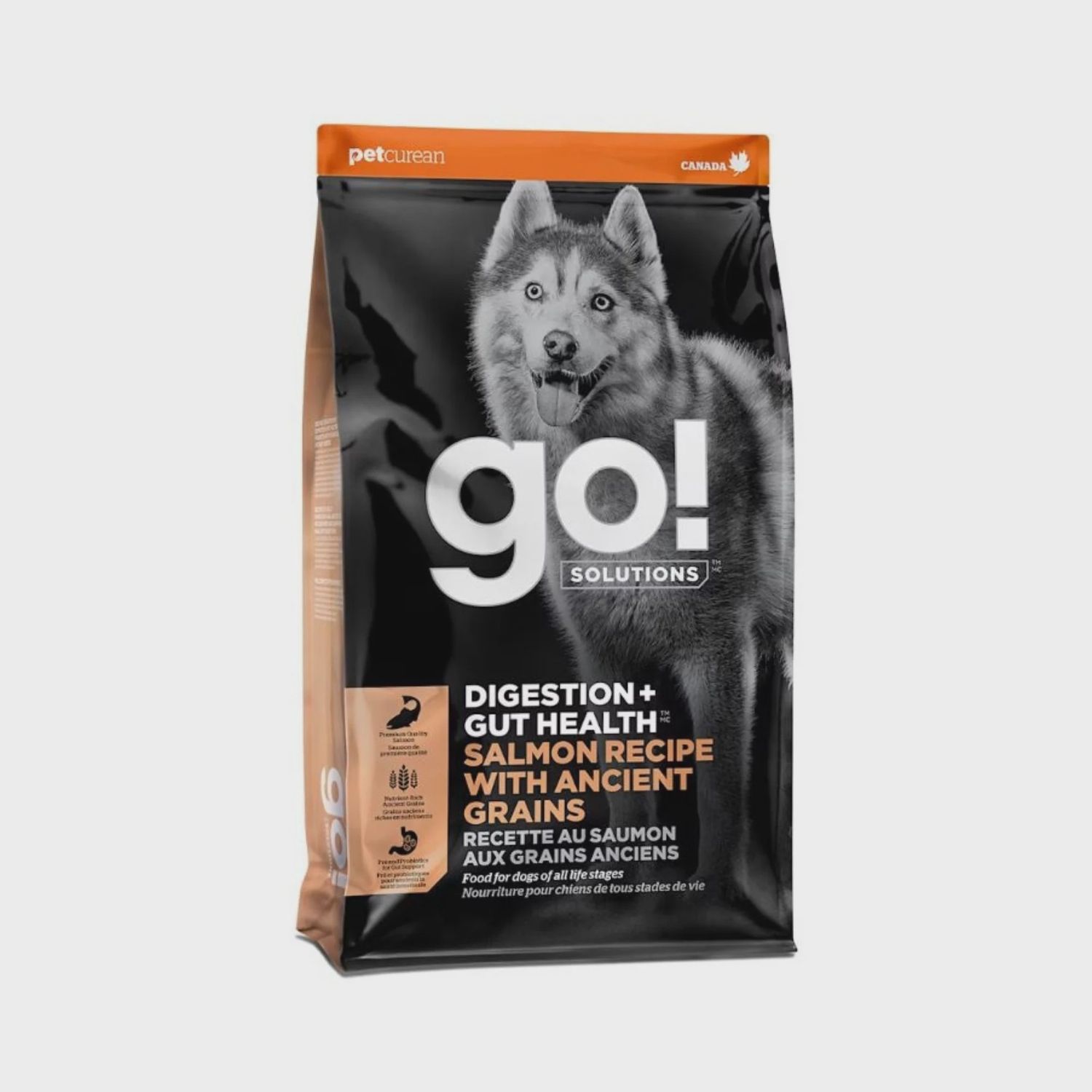 GO! DIGEST/GUT SALMON + GRAINS 3.5# DOG FG00432 PETCUREAN 6/cs 300/plt