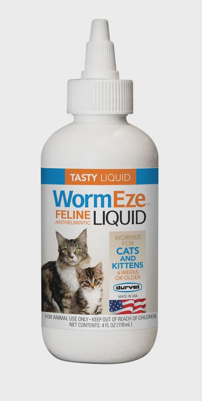 WORMEZE FELINE LIQUID 4oz 001-0544 DURVET 12/cs 3780/plt